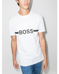 T-shirt à col rond imprimé blanc et noir BOSS