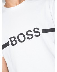 T-shirt à col rond imprimé blanc et noir BOSS