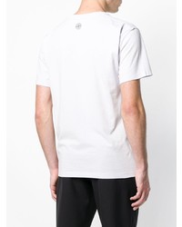 T-shirt à col rond imprimé blanc et noir Stone Island