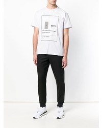 T-shirt à col rond imprimé blanc et noir Stone Island