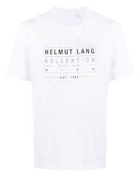 T-shirt à col rond imprimé blanc et noir Helmut Lang