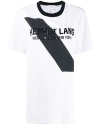 T-shirt à col rond imprimé blanc et noir Helmut Lang