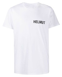 T-shirt à col rond imprimé blanc et noir Helmut Lang