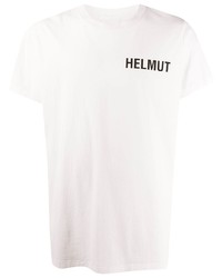 T-shirt à col rond imprimé blanc et noir Helmut Lang