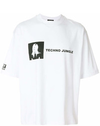 T-shirt à col rond imprimé blanc et noir Helmut Lang