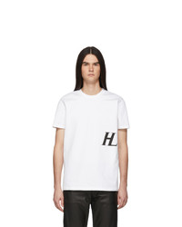 T-shirt à col rond imprimé blanc et noir Helmut Lang