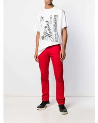 T-shirt à col rond imprimé blanc et noir Raf Simons