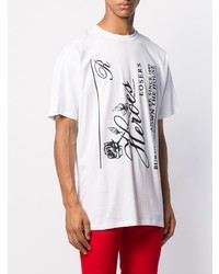 T-shirt à col rond imprimé blanc et noir Raf Simons