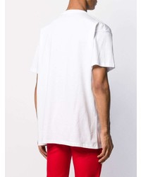 T-shirt à col rond imprimé blanc et noir Raf Simons