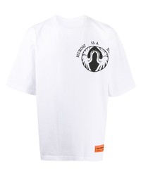 T-shirt à col rond imprimé blanc et noir Heron Preston