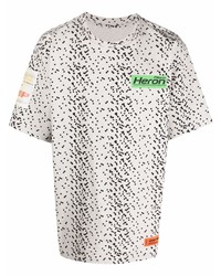 T-shirt à col rond imprimé blanc et noir Heron Preston