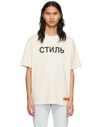 T-shirt à col rond imprimé blanc et noir Heron Preston