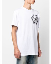 T-shirt à col rond imprimé blanc et noir Philipp Plein