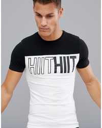 T-shirt à col rond imprimé blanc et noir HIIT