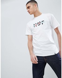 T-shirt à col rond imprimé blanc et noir HUF