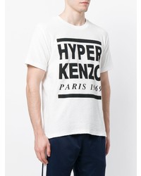 T-shirt à col rond imprimé blanc et noir Kenzo