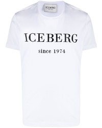 T-shirt à col rond imprimé blanc et noir Iceberg