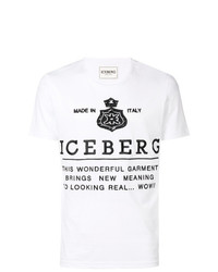T-shirt à col rond imprimé blanc et noir Iceberg