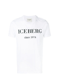 T-shirt à col rond imprimé blanc et noir Iceberg