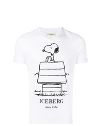 T-shirt à col rond imprimé blanc et noir Iceberg