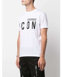 T-shirt à col rond imprimé blanc et noir DSQUARED2