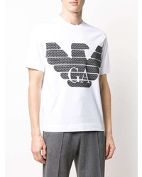 T-shirt à col rond imprimé blanc et noir Emporio Armani