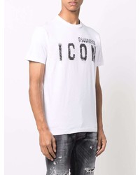 T-shirt à col rond imprimé blanc et noir DSQUARED2