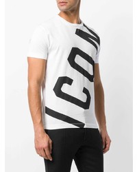 T-shirt à col rond imprimé blanc et noir DSQUARED2