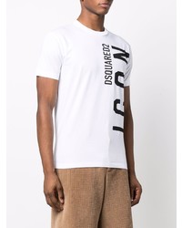 T-shirt à col rond imprimé blanc et noir DSQUARED2