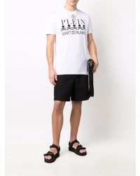 T-shirt à col rond imprimé blanc et noir Philipp Plein