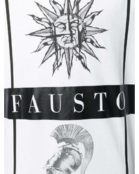 T-shirt à col rond imprimé blanc et noir Fausto Puglisi