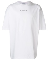 T-shirt à col rond imprimé blanc et noir Ih Nom Uh Nit