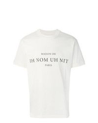 T-shirt à col rond imprimé blanc et noir Ih Nom Uh Nit