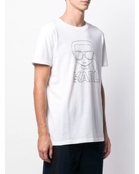 T-shirt à col rond imprimé blanc et noir Karl Lagerfeld