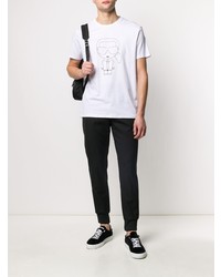 T-shirt à col rond imprimé blanc et noir Karl Lagerfeld