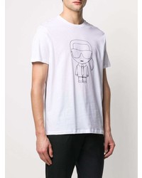 T-shirt à col rond imprimé blanc et noir Karl Lagerfeld