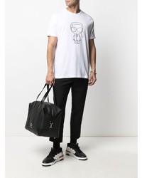 T-shirt à col rond imprimé blanc et noir Karl Lagerfeld