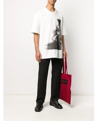 T-shirt à col rond imprimé blanc et noir Maison Margiela