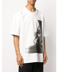 T-shirt à col rond imprimé blanc et noir Maison Margiela