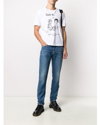 T-shirt à col rond imprimé blanc et noir DSQUARED2