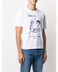 T-shirt à col rond imprimé blanc et noir DSQUARED2