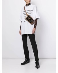 T-shirt à col rond imprimé blanc et noir Vetements