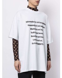 T-shirt à col rond imprimé blanc et noir Vetements