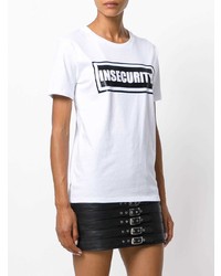T-shirt à col rond imprimé blanc et noir Manokhi
