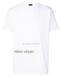 T-shirt à col rond imprimé blanc et noir Inês Torcato