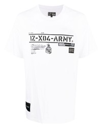 T-shirt à col rond imprimé blanc et noir Izzue