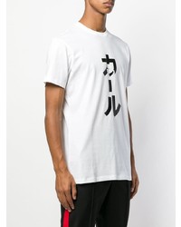 T-shirt à col rond imprimé blanc et noir Karl Lagerfeld