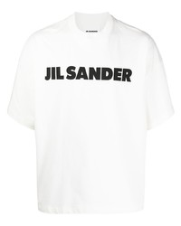 T-shirt à col rond imprimé blanc et noir Jil Sander