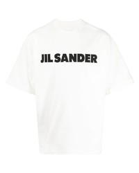 T-shirt à col rond imprimé blanc et noir Jil Sander