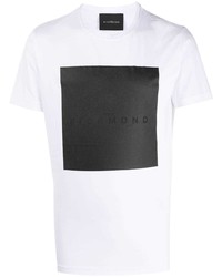 T-shirt à col rond imprimé blanc et noir John Richmond